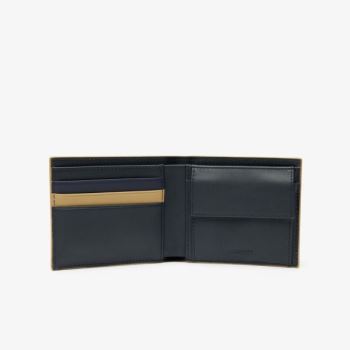 Lacoste Fitzgerald Colorblock Leather 3 Card Wallet Pánské - Peněženka Hnědožlutý | CZ-sYeLsF